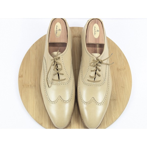 Peal Co Dress Shoes Mens 10 D Brooks Brothers Oxford Beige Wingtip Classic - Picture 10 of 15